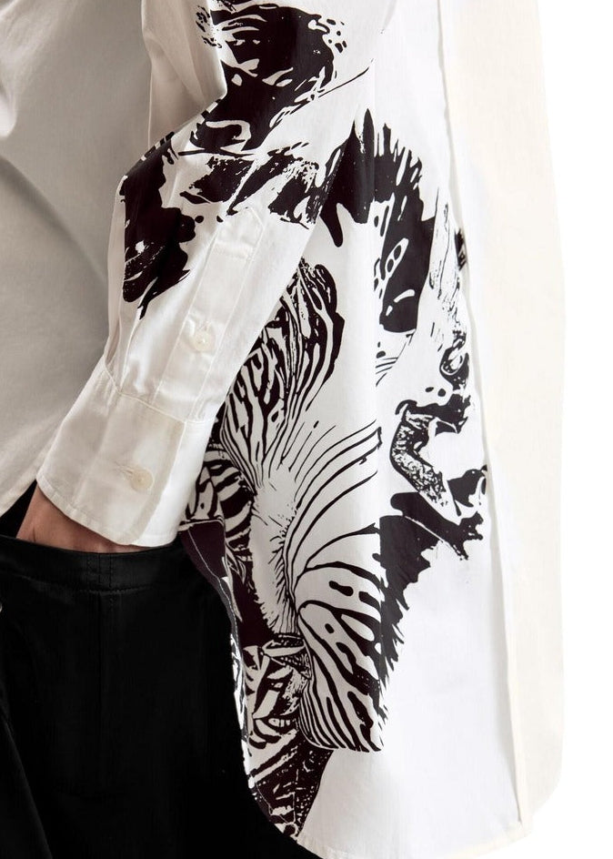 Camicia Donna Desigual Bianca con Stampa in Cotone