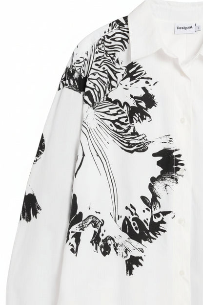 Camicia Donna Desigual Bianca con Stampa in Cotone