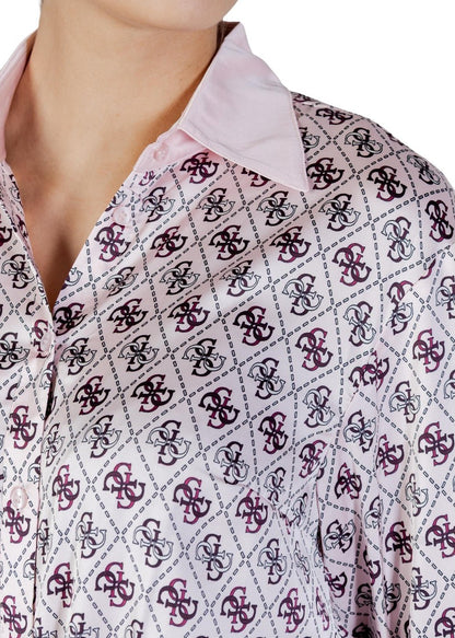 Camicia Donna Guess Rosa con Stampa e Bottoni