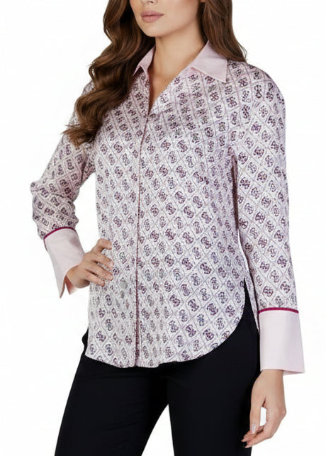 Camicia Donna Guess Rosa con Stampa e Bottoni