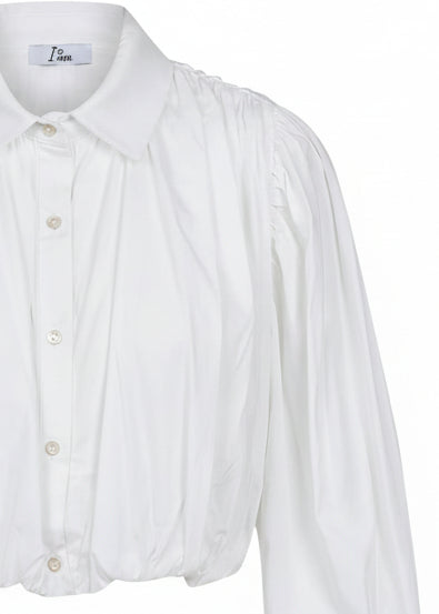Camicia Donna I Am Bianca con Bottoni in Cotone Elasticizzato