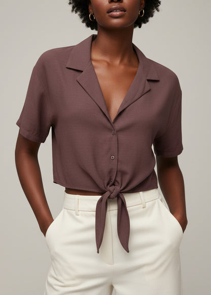 Camicia Donna Jacqueline De Yong Porpora con Scollo a V