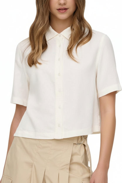 Camicia Donna Only Bianca con Bottoni Maniche Corte