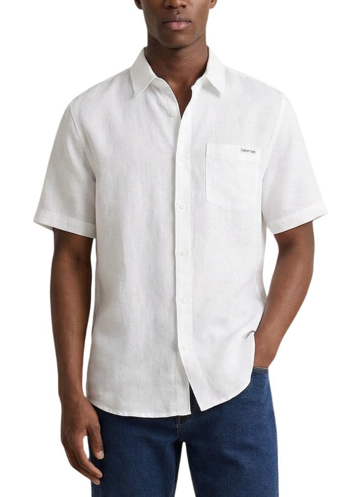 Camicia Uomo Calvin Klein Jeans Bianca in Lino e Lyocell