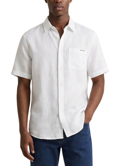 Camicia Uomo Calvin Klein Jeans Bianca in Lino e Lyocell