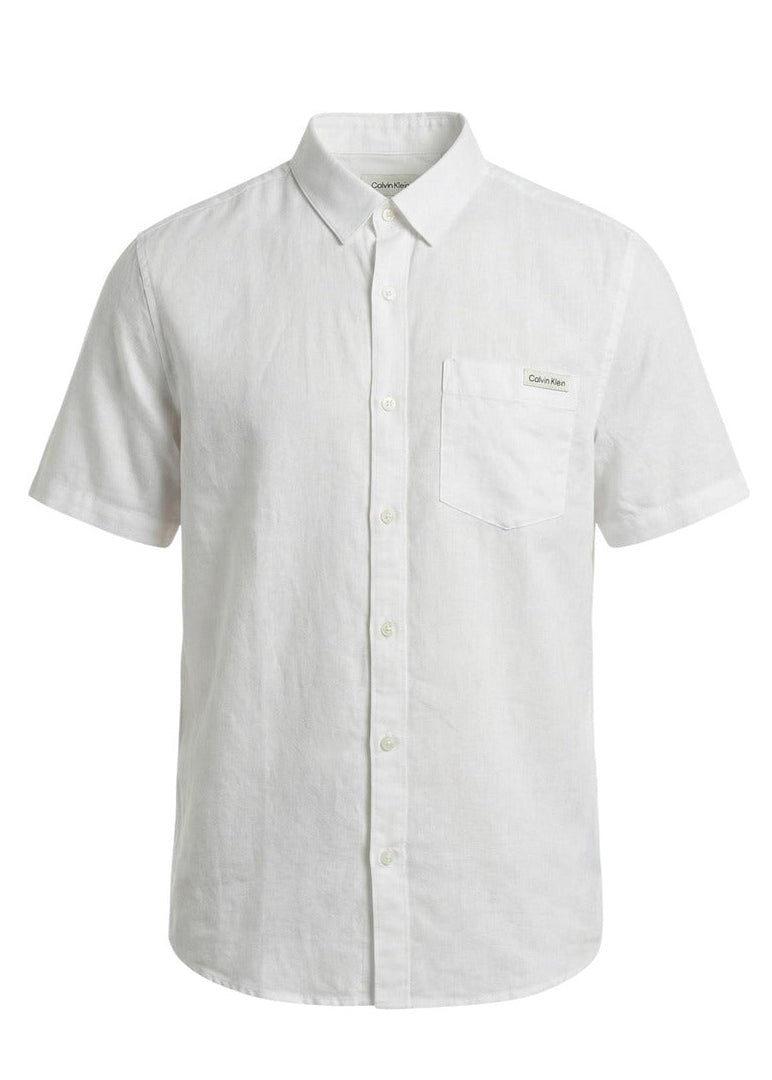 Camicia Uomo Calvin Klein Jeans Bianca in Lino e Lyocell