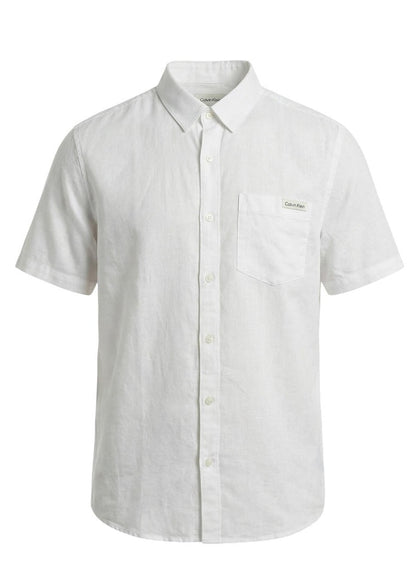 Camicia Uomo Calvin Klein Jeans Bianca in Lino e Lyocell