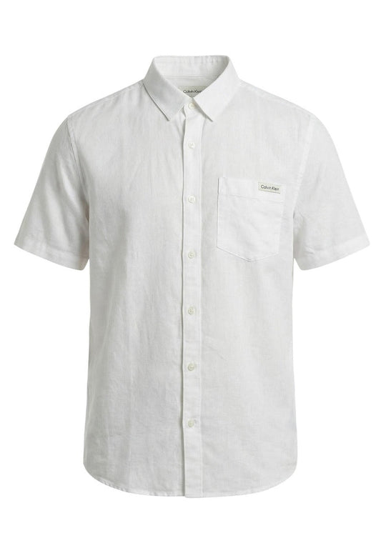 Camicia Uomo Calvin Klein Jeans Bianca in Lino e Lyocell