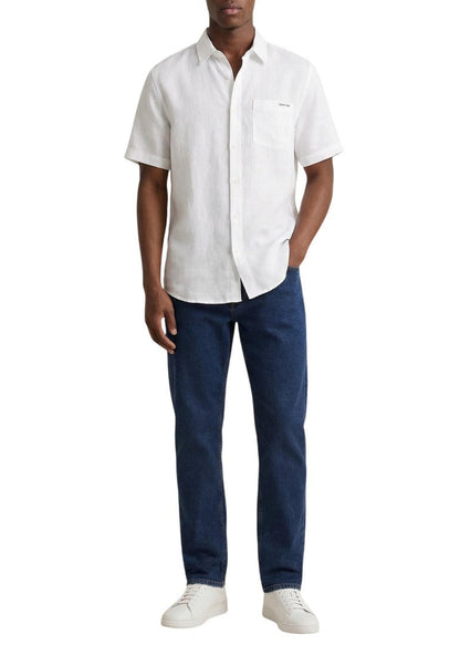 Camicia Uomo Calvin Klein Jeans Bianca in Lino e Lyocell