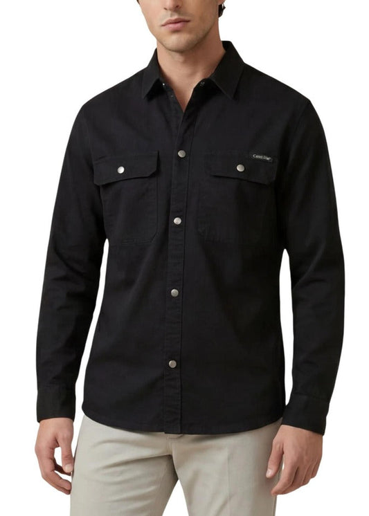 Camicia Uomo Calvin Klein Jeans Nera con Bottoni e Colletto Classico