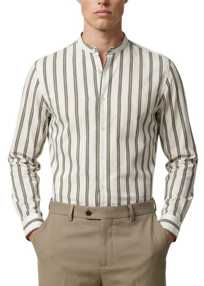 Camicia Uomo Gianni Lupo Bianca a Righe con Colletto Coreano