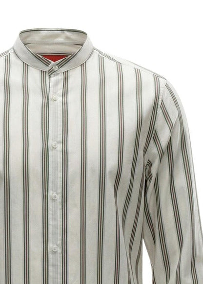 Camicia Uomo Gianni Lupo Bianca a Righe con Colletto Coreano