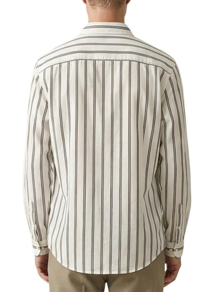 Camicia Uomo Gianni Lupo Bianca a Righe con Colletto Coreano
