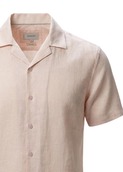Camicia Uomo Gianni Lupo Rosa in Lino Maniche Corte