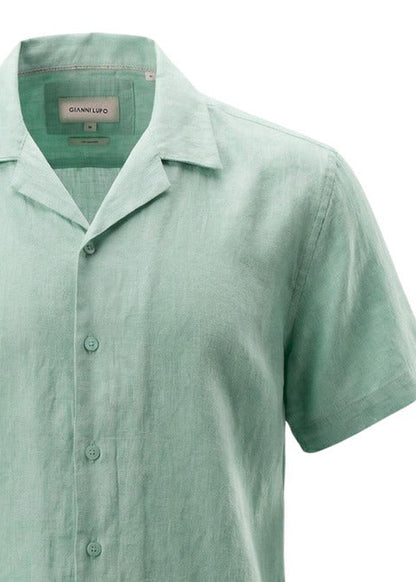 Camicia Uomo Gianni Lupo Verde in Lino Maniche Corte