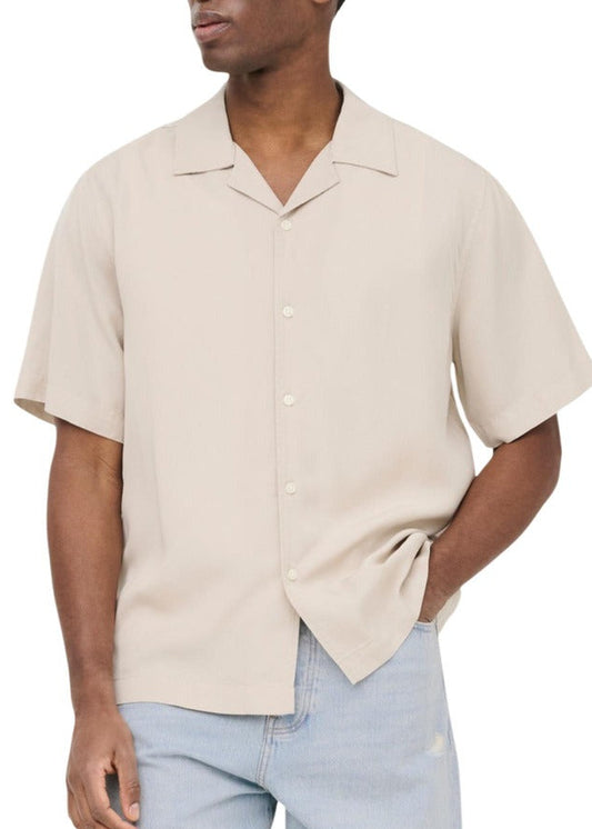 Camicia Uomo Only & Sons Beige Maniche Corte con Bottoni