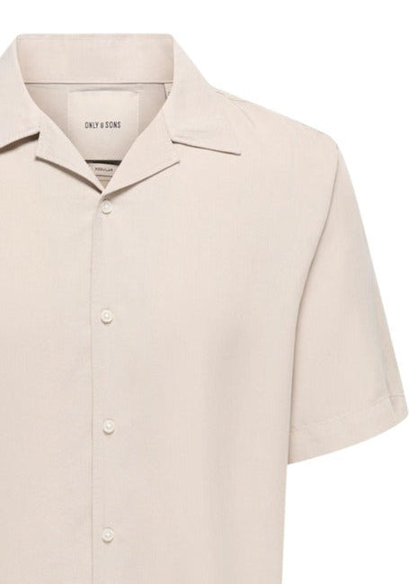 Camicia Uomo Only & Sons Beige Maniche Corte con Bottoni