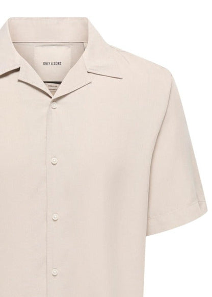 Camicia Uomo Only & Sons Beige Maniche Corte con Bottoni