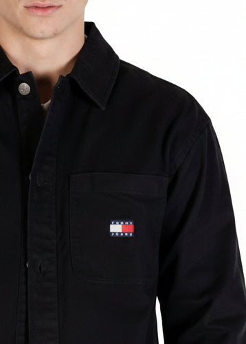 Camicia Uomo Tommy Hilfiger Jeans Nera in Cotone Organico