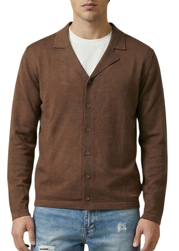 Cardigan Uomo Gianni Lupo Marrone con Bottoni e Scollo a V