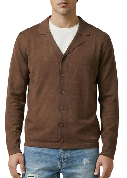 Cardigan Uomo Gianni Lupo Marrone con Bottoni e Scollo a V