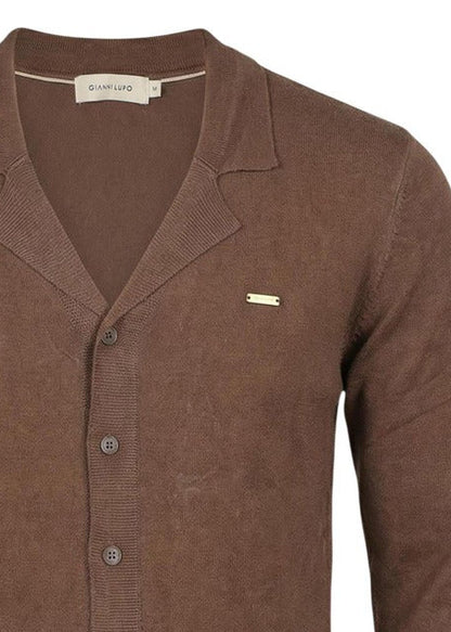 Cardigan Uomo Gianni Lupo Marrone con Bottoni e Scollo a V