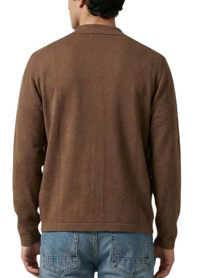 Cardigan Uomo Gianni Lupo Marrone con Bottoni e Scollo a V