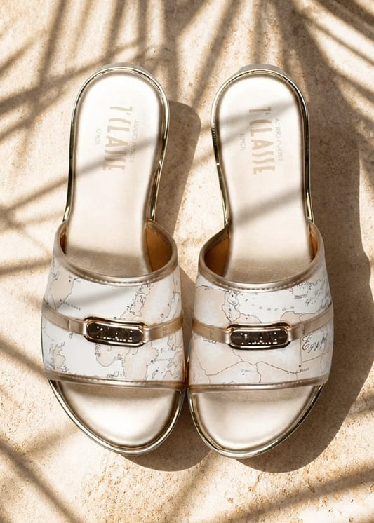 Ciabatte Donna Alviero Martini Prima Classe Beige con Stampa