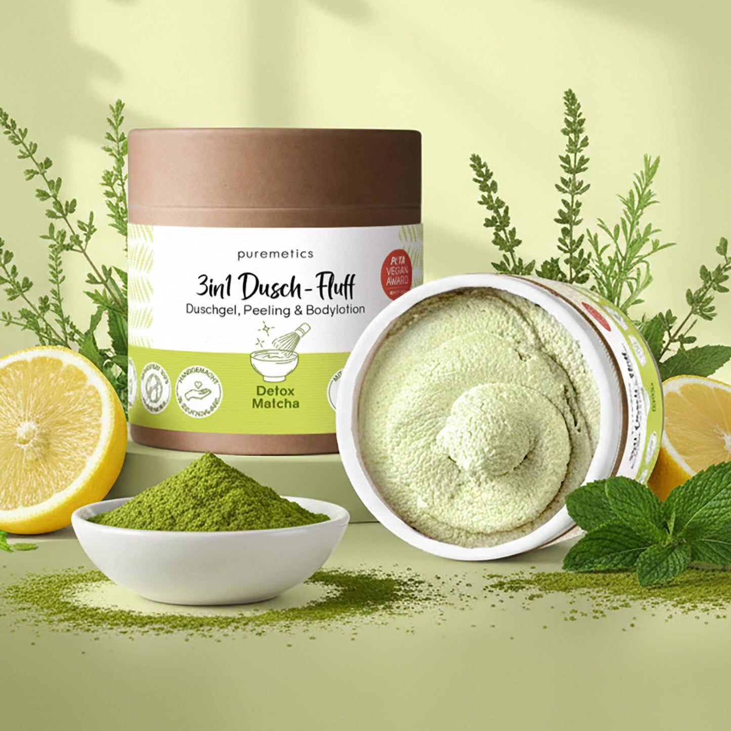 Doccia-Fluff Detox Matcha 3in1 – Detergente, Scrub & Idratazione 250g