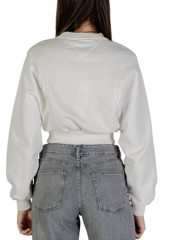 Felpa Donna Tommy Hilfiger Jeans in Cotone Organico Bianco
