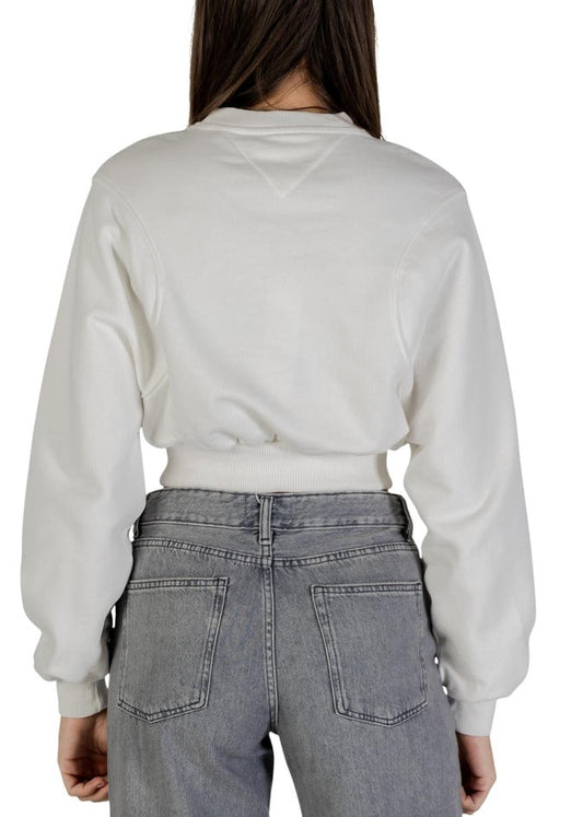 Felpa Donna Tommy Hilfiger Jeans in Cotone Organico Bianco