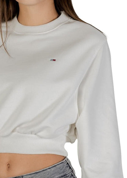 Felpa Donna Tommy Hilfiger Jeans in Cotone Organico Bianco