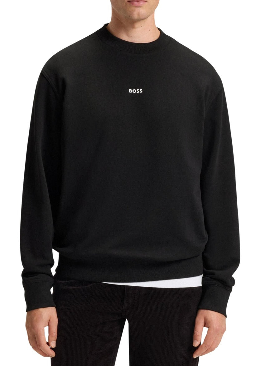 Felpa Uomo Boss Nera in Cotone