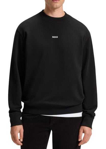 Felpa Uomo Boss Nera in Cotone
