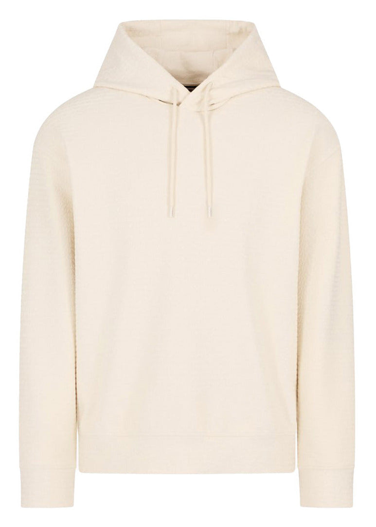 Felpa Uomo Emporio Armani Bianca con Cappuccio in Tessuto Misto