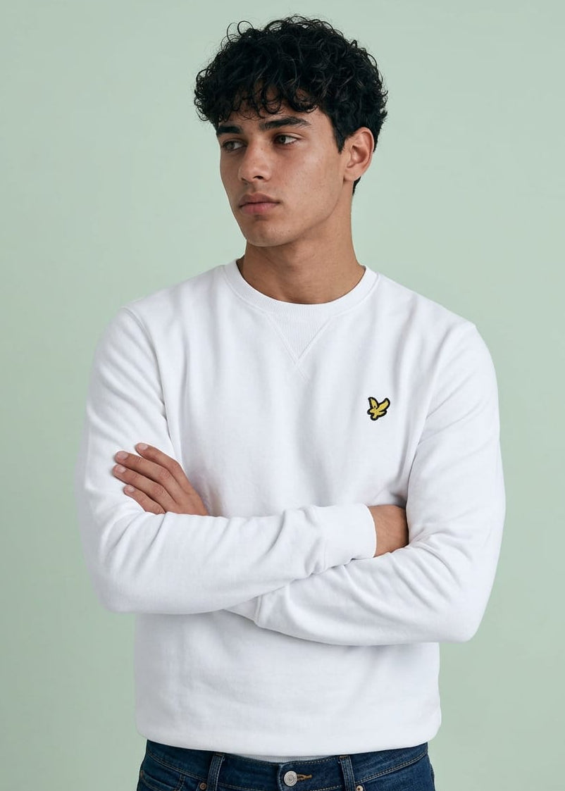 Felpa Uomo Lyle & Scott Bianca con Stampa in Cotone