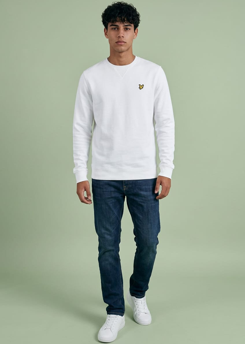 Felpa Uomo Lyle & Scott Bianca con Stampa in Cotone