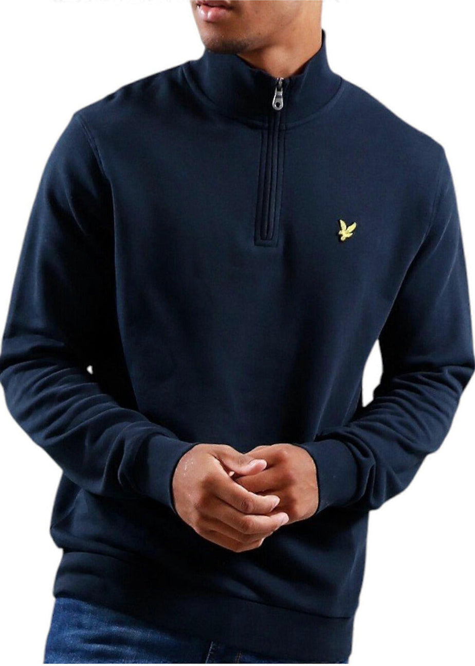 Felpa Uomo Lyle & Scott Blu con Zip e Collo Alto