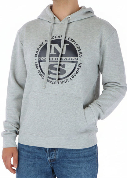 Felpa Uomo North Sails Grigia con Stampa e Tasche