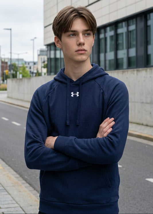 Felpa Uomo Under Armour Blu con Cappuccio