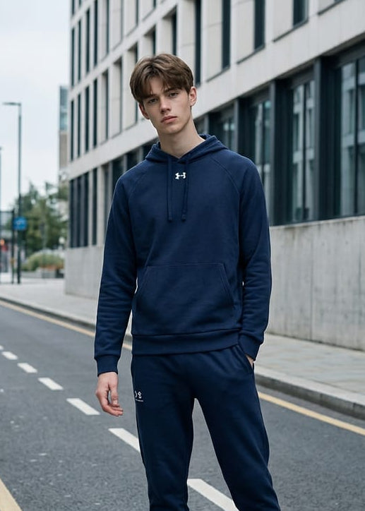 Felpa Uomo Under Armour Blu con Cappuccio