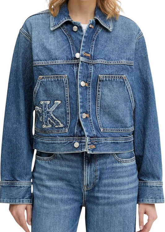 Giacca Donna Calvin Klein Jeans in Denim Blu con Bottoni
