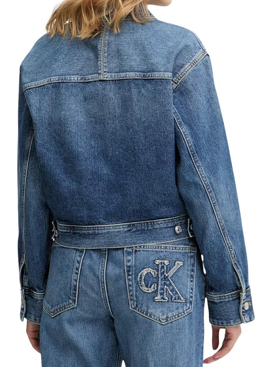 Giacca Donna Calvin Klein Jeans in Denim Blu con Bottoni