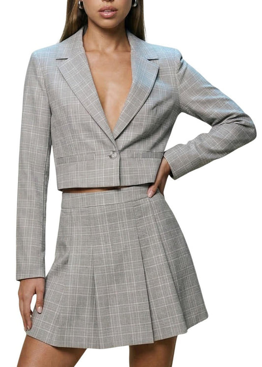Giacca Donna I Am Beige a Quadri con Bavero