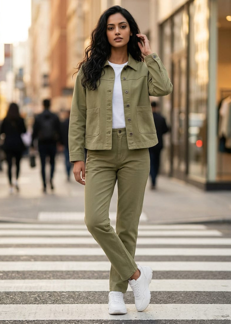 Giacca Donna Vero Moda Verde in Cotone