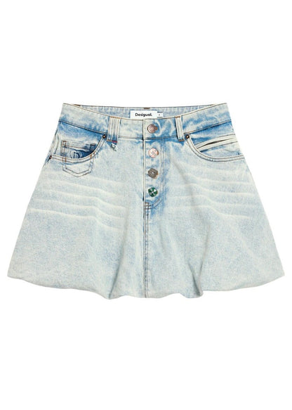 Gonna Donna Desigual Azzurra con Bottoni