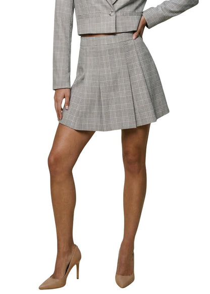 Gonna Donna I Am Beige a Quadri con Zip Laterale