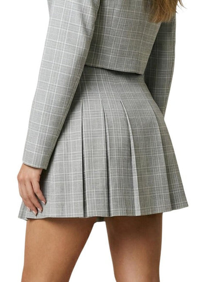 Gonna Donna I Am Beige a Quadri con Zip Laterale