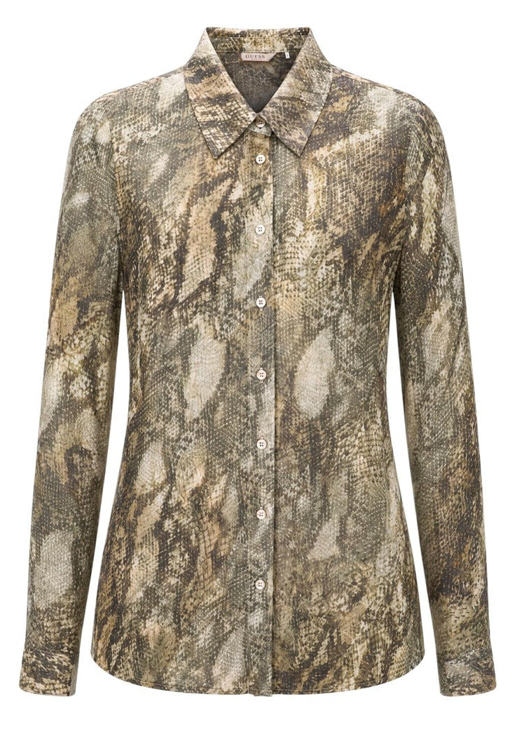 Guess – Blouse Donna Beige con Stampa