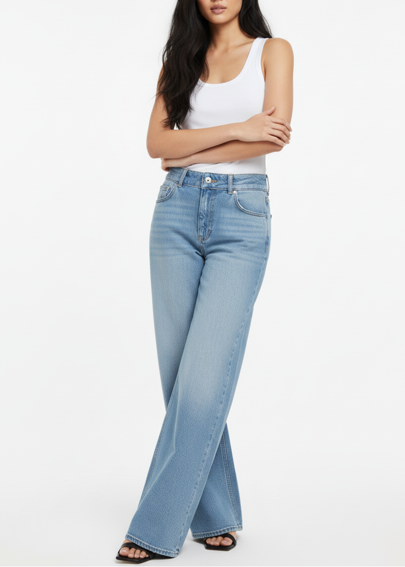 Jeans Donna Only Azzurri Wide Leg in Cotone